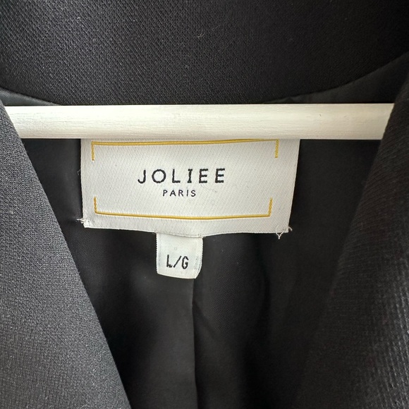 Joliee Paris black blazer with navy, red and white tweed trimming - Picture 2 of 5